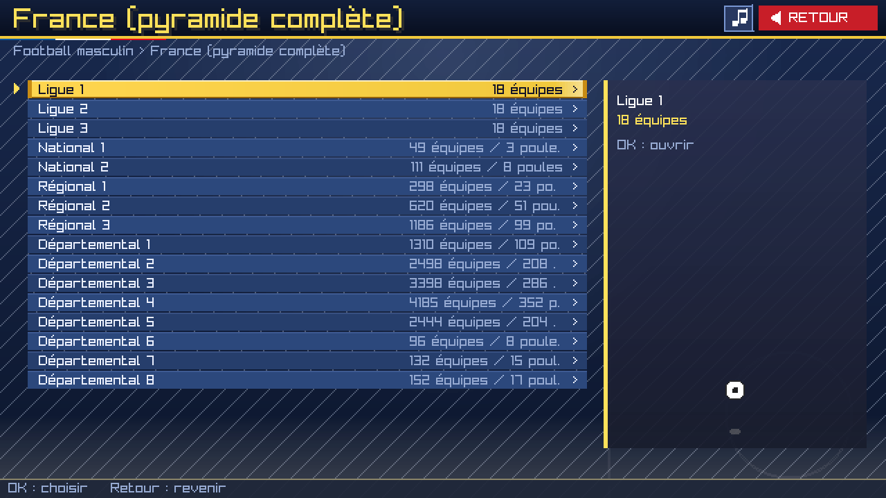 Capture réelle de la version 00.03.00 : pyramide complète française